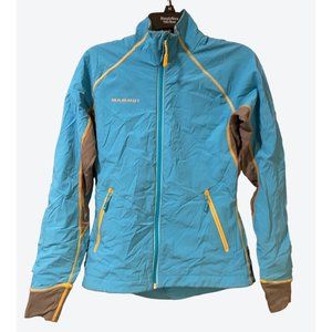Mammut Women's Small Long Sleeve Full Zip Windbreaker Teal Yellow Gray